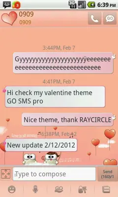 My Valentine Theme GO SMS android App screenshot 2