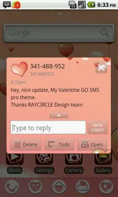 My Valentine Theme GO SMS android App screenshot 3