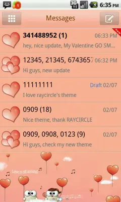 My Valentine Theme GO SMS android App screenshot 4